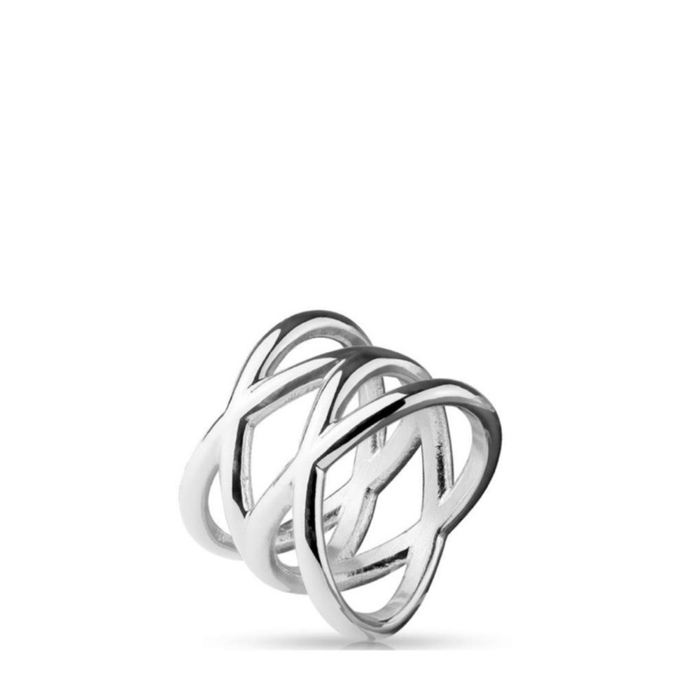 NEW Silver Double X Ring Size 7